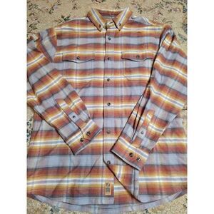 Bass Pro Shops Redhead Ranch Flannel Shirt Mens Large Sunset Plaid Double Pocket
